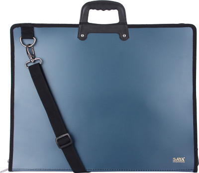 SAYA Extra Thick Poly Cover Document Organizer Bag| Waterproof A3 Portfolio| Holds 200 Sheets|Zipper Closure(Set Of 1, Blue)
