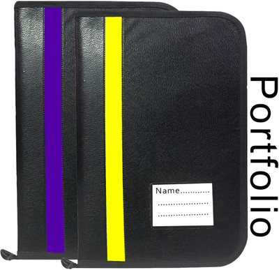 Leffit Leather File Folder(Set Of 2, Purpel and yellow)