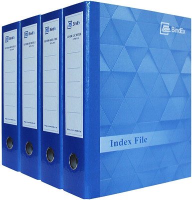 bindex Cardboard Arch Box File Laminated 3D Design Dark Blue(Set Of 4, Dark Blue)