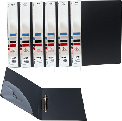 NSSP Polypropylene, Paper A4 Size Ring Binder Box Board File(Set Of 2, Black)