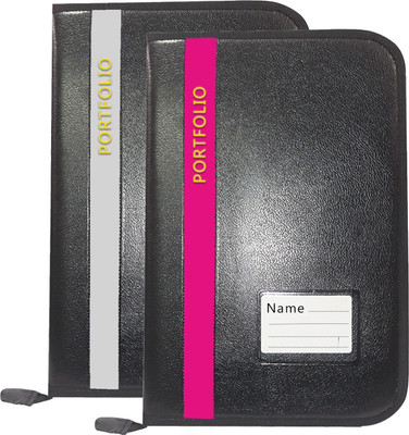 Parthav Leather Office Document,Certificate File Folder With 20 Leefs for A4/FS Document(Set Of 2, Grey & Pink)
