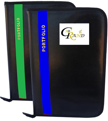 SB GRAND PU Leather File Folder Document Holder With 20 Leafs for Certificates and Document A4/FS Size(Set Of 2, Green, Blue)