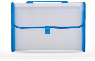 BANISTROKES Plastics Transparent Expanding File Folder with 13 Pockets, Handle, and Buckle Closure, for A4 Size Documents(Set Of 1, Blue)