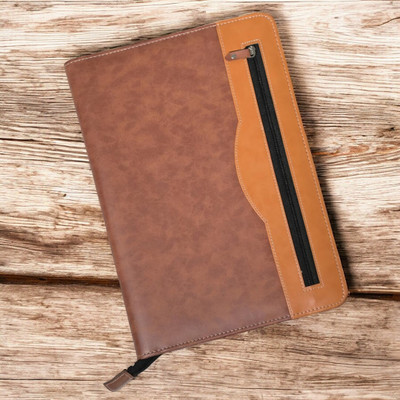 CAMPIO PU Leatherette Multipurpose Leatherette Professional B4 File Folders Front Chain for Certificates(Set Of 1, Tan)