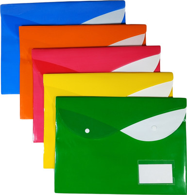 SHINING ZON Plastic Double Pocket Button Folder For Documents Certificates(Set Of 6, Multicolor)