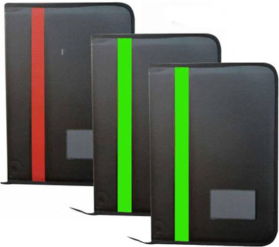 Kopila Faux Leather File Folder(Set Of 3, Black)