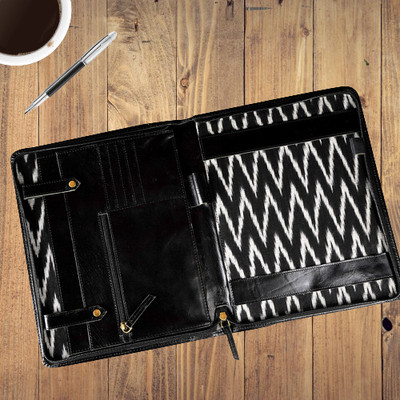 The Leather Warehouse Leather file folder Executive Folder for A4 Documents with Inner pocket(Set Of 1, Black)