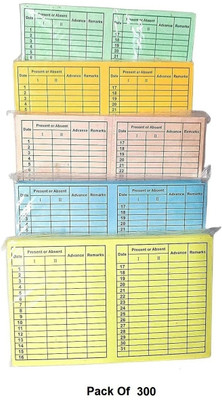 NSSP Paper Attendance Card for Daily Payroll(Set Of 300, Multicolor)