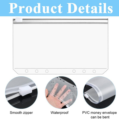 ELEPHANTBOAT A6 6 Holes Binder Pockets Waterproof Zipper Folders Bags Binder Index Divider(Compatible Paper Size A6)
