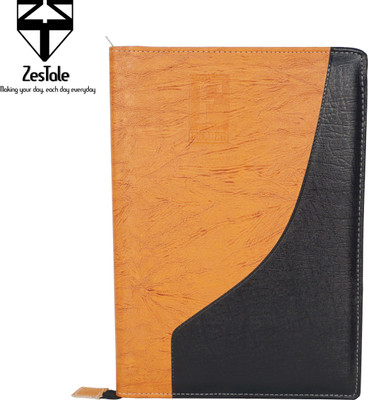 ZesTale Premium Leatherette File Folder/Document Holder(20 Leaves)(Set Of 1, Light brown & Balck)