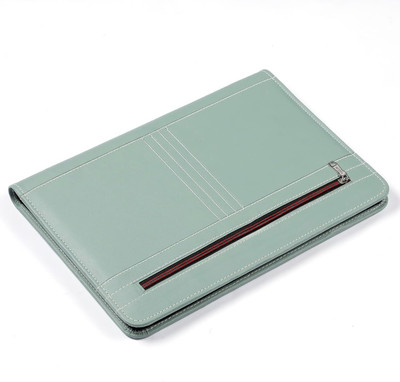 Ang PU Leather Premium PU Leather 20 Sleeves File Folder for Certificate, A4, Legal Size Professional Documents Organizer Bag with Zipper Closure(Set Of 1, Light Green)