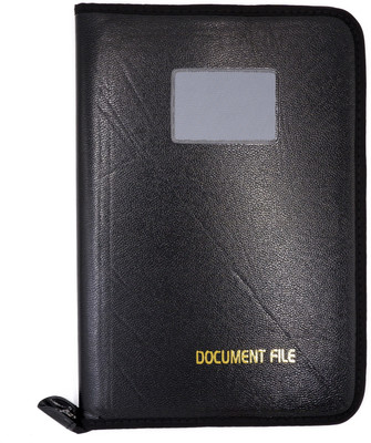 ASRAW Professional PU Leather 20 Leafs Multipurpose Portfolio File Zipper Lock Mechanism Document Organizer for Certificates, Marksheets, Graduation Degrees, Interviews(Set Of 1, Black)