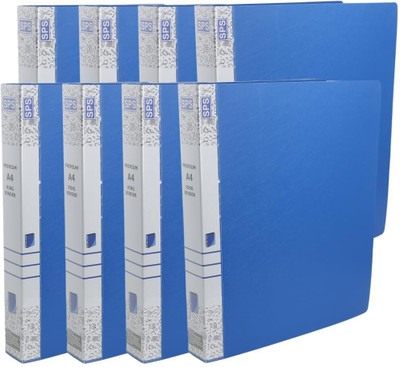 GPN PRINT Plastic Ring Binder File A4 File Folder Ring File for Projects, Certificate, Documents(Set Of 8, Blue)