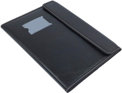 HATHIYANI Leather Document File Folder for Certificate Of A4 Size|Document Organizer Sleeve File for Office (10 Sleeves)(Set Of 1, Black)