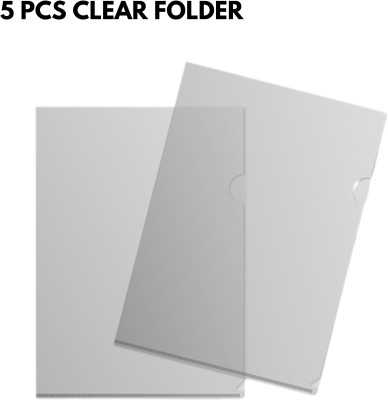 UNIXAA Plastic Clear Folder A4(Set Of 5, White)