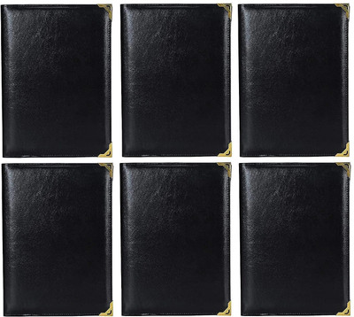 HATHIYANI Leather Bill Folder for Restaurant and Hotel with Card and Receipt Holder(Set Of 6, Black)