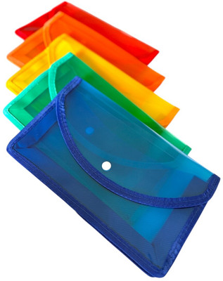 Shivom PLASTIC BUTTON BAG CHEQUE BOOK HOLDER/DOCUMENT HOLDER/CHEQUE BOOK POUCHES(Set Of 5, Multicolor)