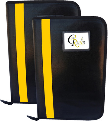 SB GRAND PU Leather file folder document holder with 20 leefs for legal size document(Set Of 2, Yellow)