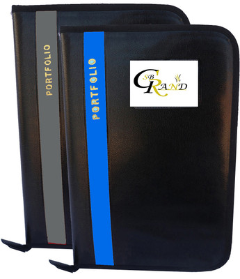 SB GRAND PU Leather Document File Folder With 20 Leaf's for Certificates and Document A4/FS Size(Set Of 2, Grey, Blue)