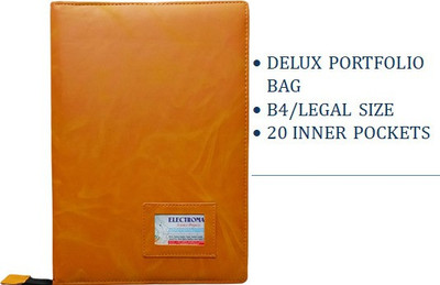 FileMate B4 or Degree size Document bag made up of Leather Portfolio Bag No. 440 )20 Transparent Inner pockets, Size 16*11 inches)(Set Of 1, Yellow)