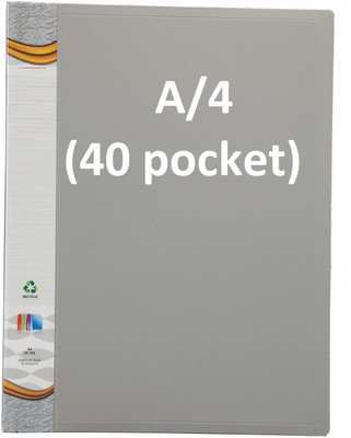 vavia Plastic 40 Pocket Display File/Leaf Fil (A4, GREY) Clear Book File Display File DISPLAY FILE(Set Of 1, Grey)