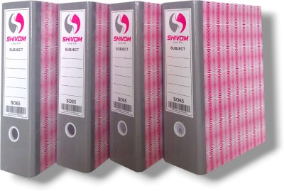 Shivom Cardboard Lamination Office Lever Arch Box Files 1020 Best for A4, Legal, Letter Size, Office document & Certificates(Set Of 12, Pink & White, Same as shown in the picture)