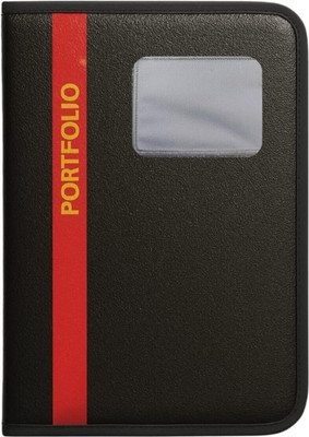 WTS GLOBAL Pu Leather Portfolio Folder(Set Of 1, Red, Black)