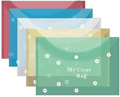 futureX Plastic File Folder-Document Bag My Clear Bag (Pack of 10Pcs I Multicolor)(Set Of 10, Multicolor)