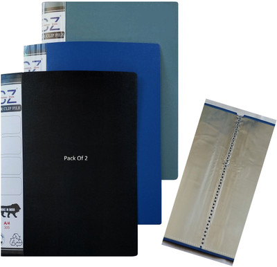 SHINING ZON Display File Folder A4 Size Display File Folder(Set Of 2, Black, Blue, Grey)