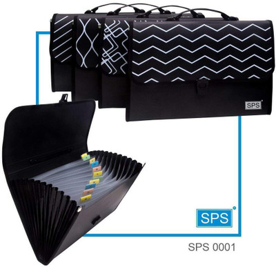 ravariya graphics PP Material 13 Pocket PP Material Push Locking Professional Files and Folders(Set Of 4, Black)