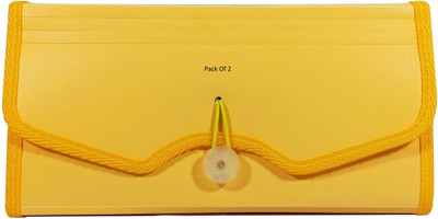 SHINING ZON Plastic 13 Pocket Expanding File Folder A6 Cheque Size(Set Of 2, Yellow)