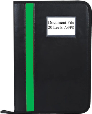 Parthav PU Leather files and document folder with 20 Leefs(Set Of 1, Green)