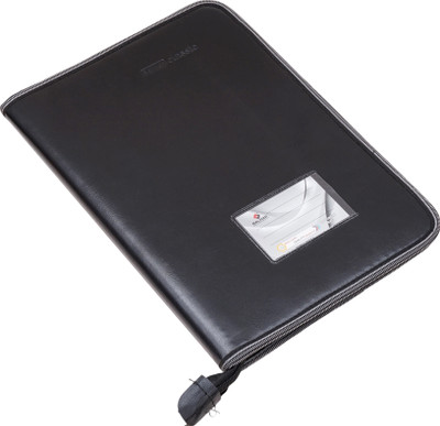 BALHAR Leather Leeds Office Document,certificate,Confrence,Zipper File Folder Men and Women(Set Of 1, Black)