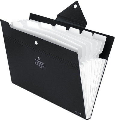 STORITE Polypropylene A4/Letter Size Expanding Organizer (32 * 23cm) 8 Pocket File Folder Document Holder for School & Office(Set Of 1, Black)