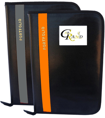SB GRAND PU Leather Document File Folder With 20 Leaf's for Certificates and Document A4/FS Size(Set Of 2, Orange, Grey)