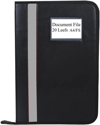 Parthav PU Leather files and document folder with 20 Leefs(Set Of 1, Grey)