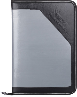 Kaanuka PU Leather PU Leather Executive Portfolio File Folder Legal Size Document Holder With 24 Leafs/Pockets, Certificate Organizer, Professional Zip File For Office, School & Business Use(Set Of 1, Grey)
