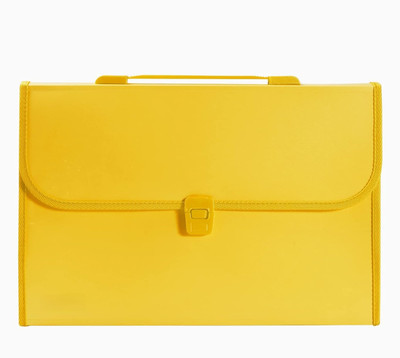 KUWAR Polypropline Expanding File Folder,13 Pockets, Durable Handle & Secure Buckle Closure(Set Of 1, Yellow)