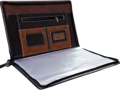 SHOP UNKLE LETAHER LEATHER FILE FOLDER B4SIZE WITH MULTIPLE POCKETS BEST FILE FOR OFFICE USE(BROWN)(Set Of 1, Brown)