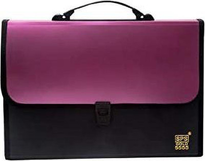Spherix plastic Plastic File Folder F/C Expanding Bag with Handle(Set Of 1, pink & black)