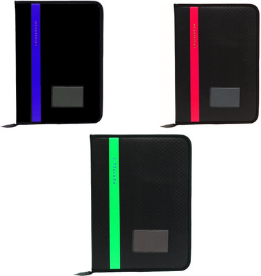 Kopila Faux Leather Document File folder(Set Of 3, Blue Red Green)