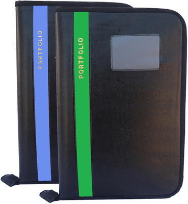 Kopila PU Leather High Quality Leaf office File/Certificate file/file cover/Zip file folder SkyBlue & Green Set of 2 A4 & FS Size(Set Of 2, SkyBlue & Green)