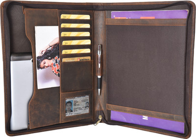 burraq Leather File Folder(Set Of 1, Brown)
