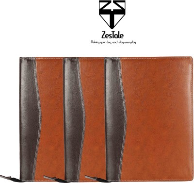 ZesTale Premium Leatherette Multipurpose PU Leather Document Folder(Set Of 3, Brown)