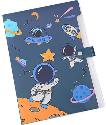 NANHE SHARKS Plastic Space File Folder A4 Size with Button Lock(return gift for kids)(Set Of 1, Dark Blue)