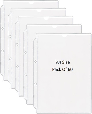 SHINING ZON PVC Punch Folder File PVC Punch Folder File(Set Of 60, Transparent)
