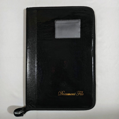 VenusPhoto Premium PU Leather FS(Legal) Size 20 Leaf(40 Page) Document File Folder(Set Of 1, Black)