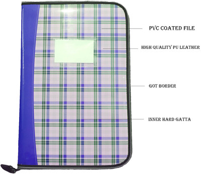 Parthav PU Document File Folder(Set Of 1, Blue)