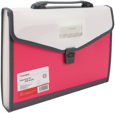 Greeshma Plastic 13 Pocket Expanding File Folder with Handle Size FC ( Set of 1)(Set Of 1, Red)