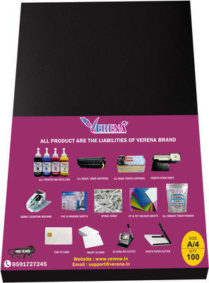 verena A/4 PVC Spiral Book Binding Sheet(Set Of 100, Glossy Black)